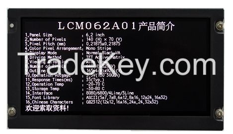 6.2 inch monochrome TFT LCD screen