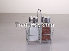 glass cruet, glass cruet with metal stand