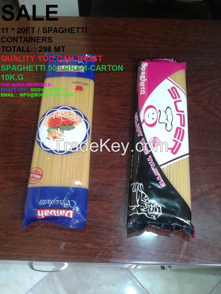 Big sale - spaghetti 500 gram - carton 10 k.g- 298MT