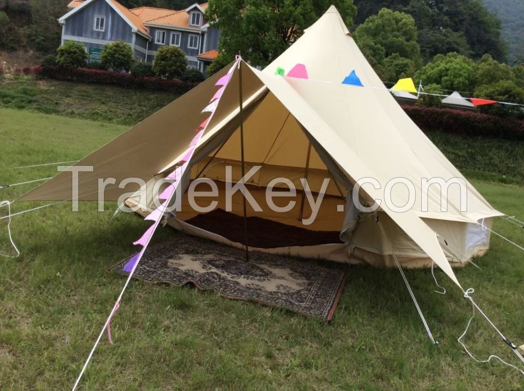 outdoor canvas bell tent with canopy car awning