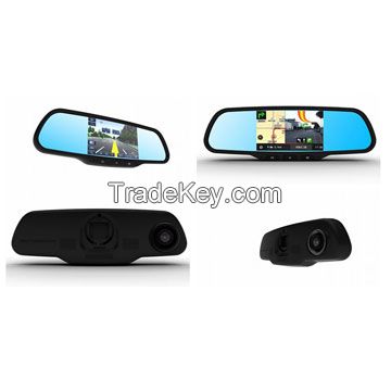 LCD rearview mirror with gps , bluetooth, camera