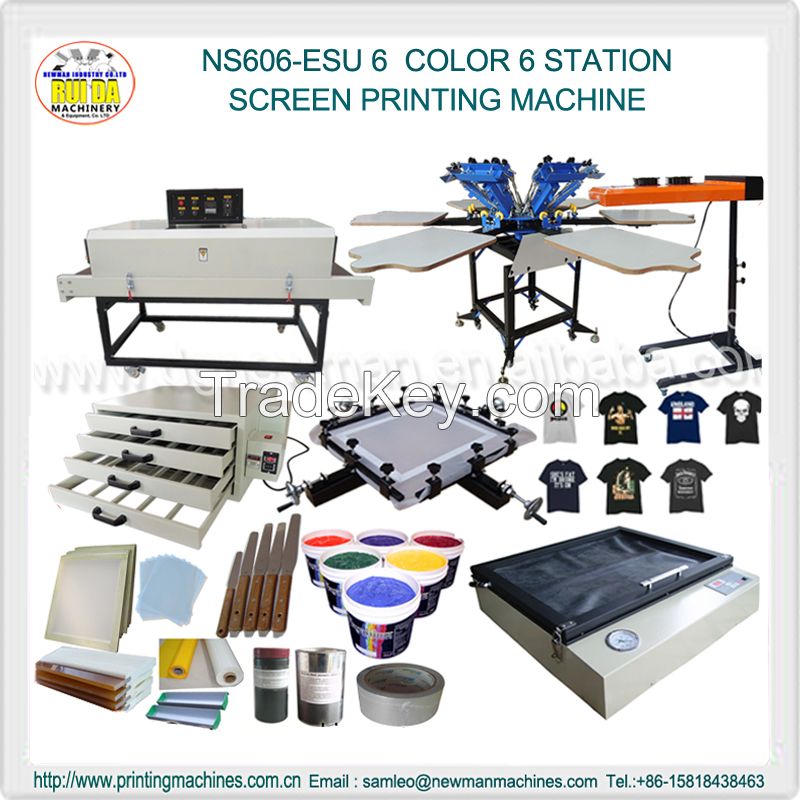 High quality 6 color 6 station t shirt screen printing machine for sale