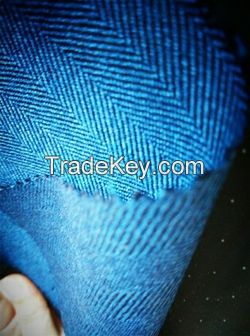 Wool/Poly, Blended, Antistatic Woven Fabric, Blue Yarn Dyed, Herringbong Stylle