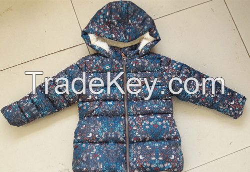 childrens  print  padded jacket with hood