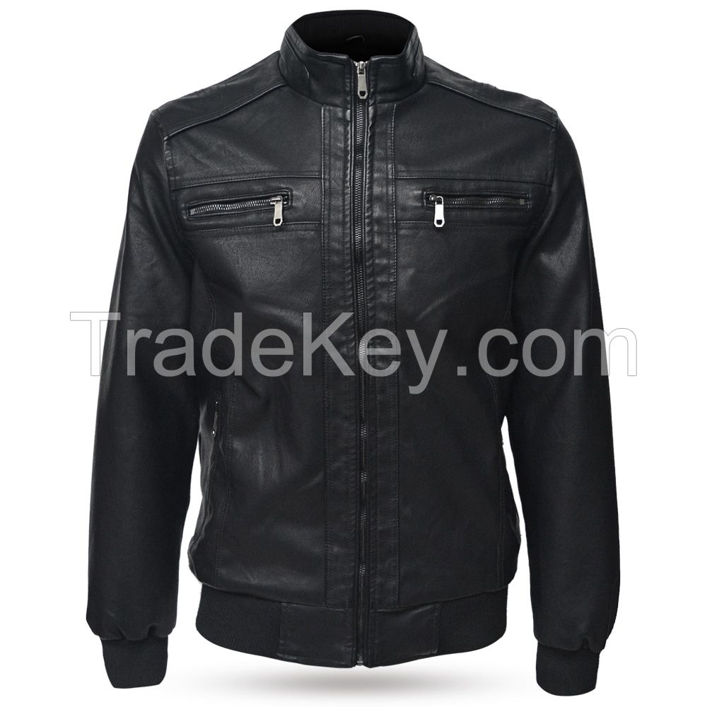 Stock 2016-01 Wholesale Black Vintage Mens Leather Bomber Jacket For Sale