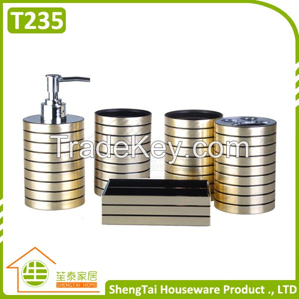 Hotel Metal Bathroom Accessory Set With Dispenser Tumbler Toothbrush Holder Soap Dish