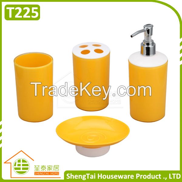 Round Hotel Bathroom Sanitary Set With Soap Dish Dispenser Tumber Toothbrush Cup