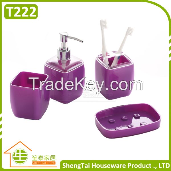 Hot Selling Promotional Plastic Bathroom Sets With Square Shape Design