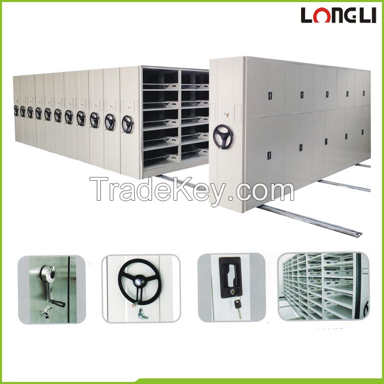 Steel manual high density file storage mobile shelving