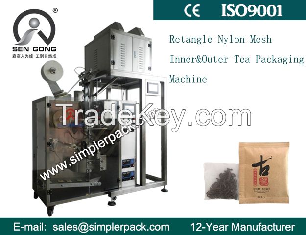 Automatic Rectangle Nylon Mesh Inner and Outer Tea Bag Packing Machine (Electric Scales Filler)