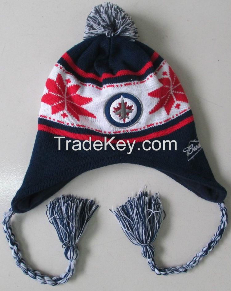 Wholesale Top Quality Knitted Beanie/Custom Beanie Hats/winter knitted hat knitted hats with earflap