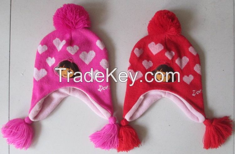 Wholesale Top Quality Knitted Beanie/Custom knitted hats with earflap