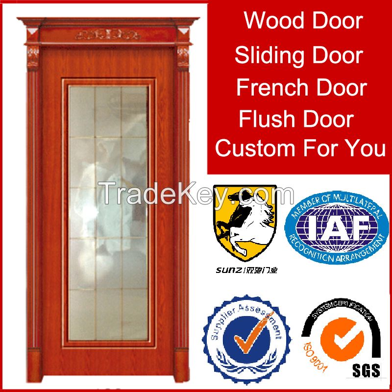 Exterior Position Full view Glass inset wood door