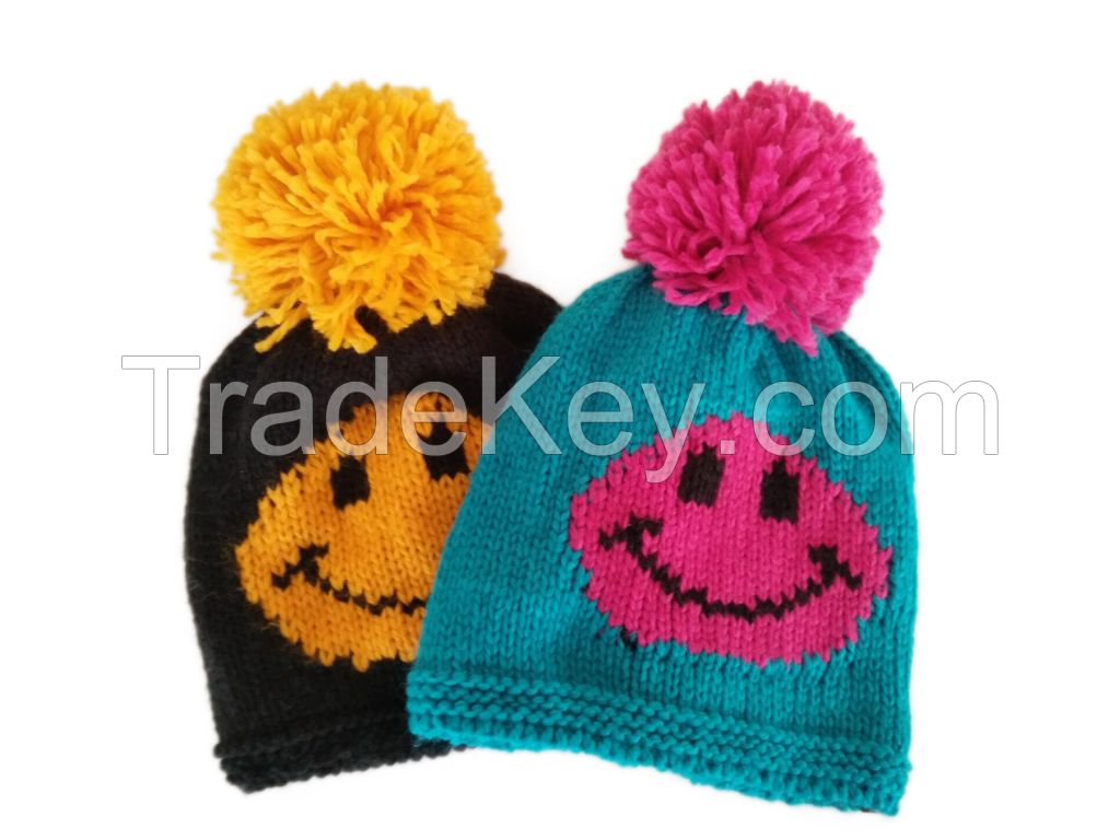 smile face knitted Hat