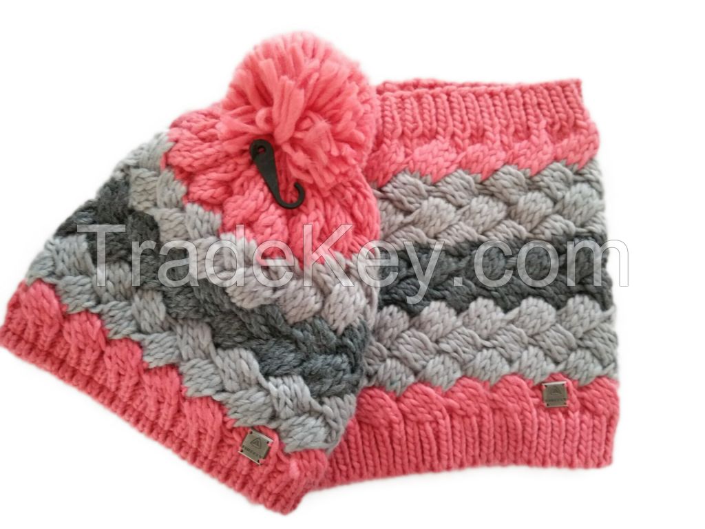 winter warm hat-scarf set