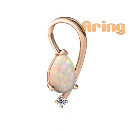 Solid 9k 14k 18k Gold Natural Pear Opal Pendant Diamond Pendant Wholesale Jewelry