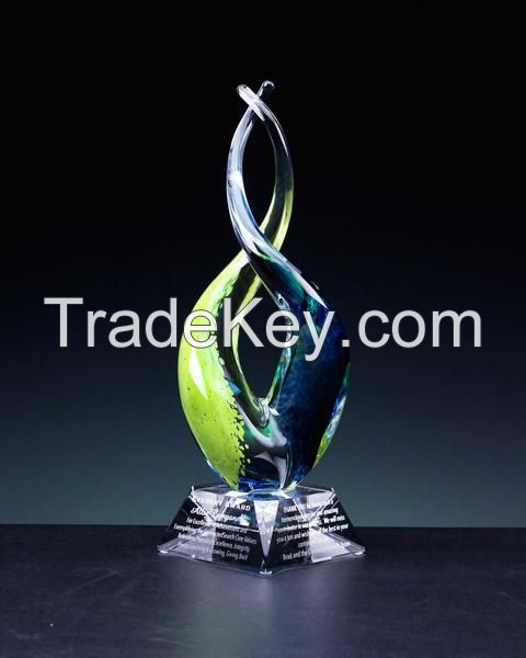 Fashion Hand Blown Glass Trophy for Home Decor