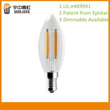 B35 2W 250lm 2700K E14  ERP Candle LED Filament Bulb