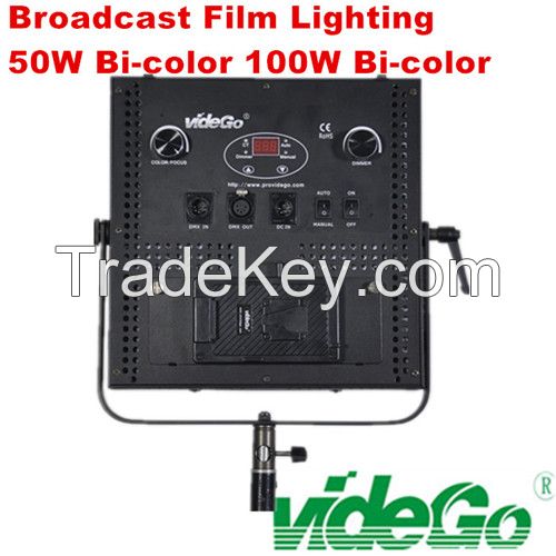 videGo broadcast videoLight/Daylight/bi-color/Tungsten film light/50w bi color/100w 1x1 soft video light/broadcast light/film shooting light kits