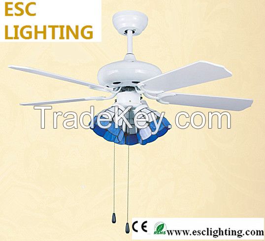 modern ceiling fan with light wihte fan colorful lightshade