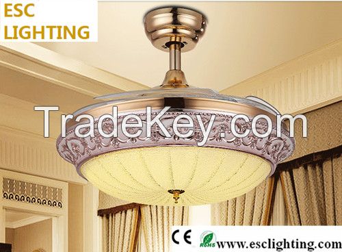 new designed Eu style gold-plating invisible blade ceiling fan light