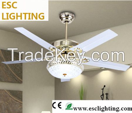 52'' modern white gloden ceiling fan light remote