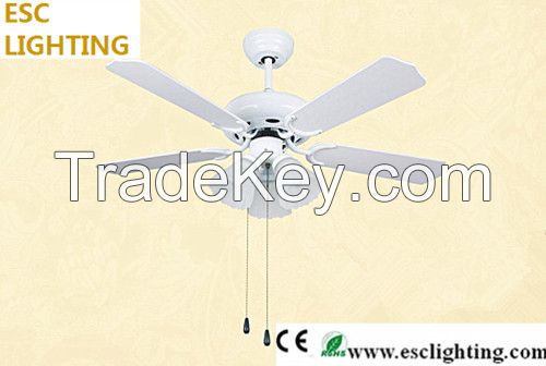 42'' white color ceiling fan with three light wooden fan