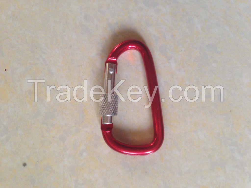 D shaped lock catch carabiner keychain Quick button keycahin