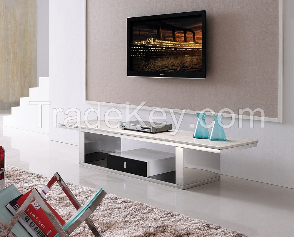Marble TV stand with Stainless Steel