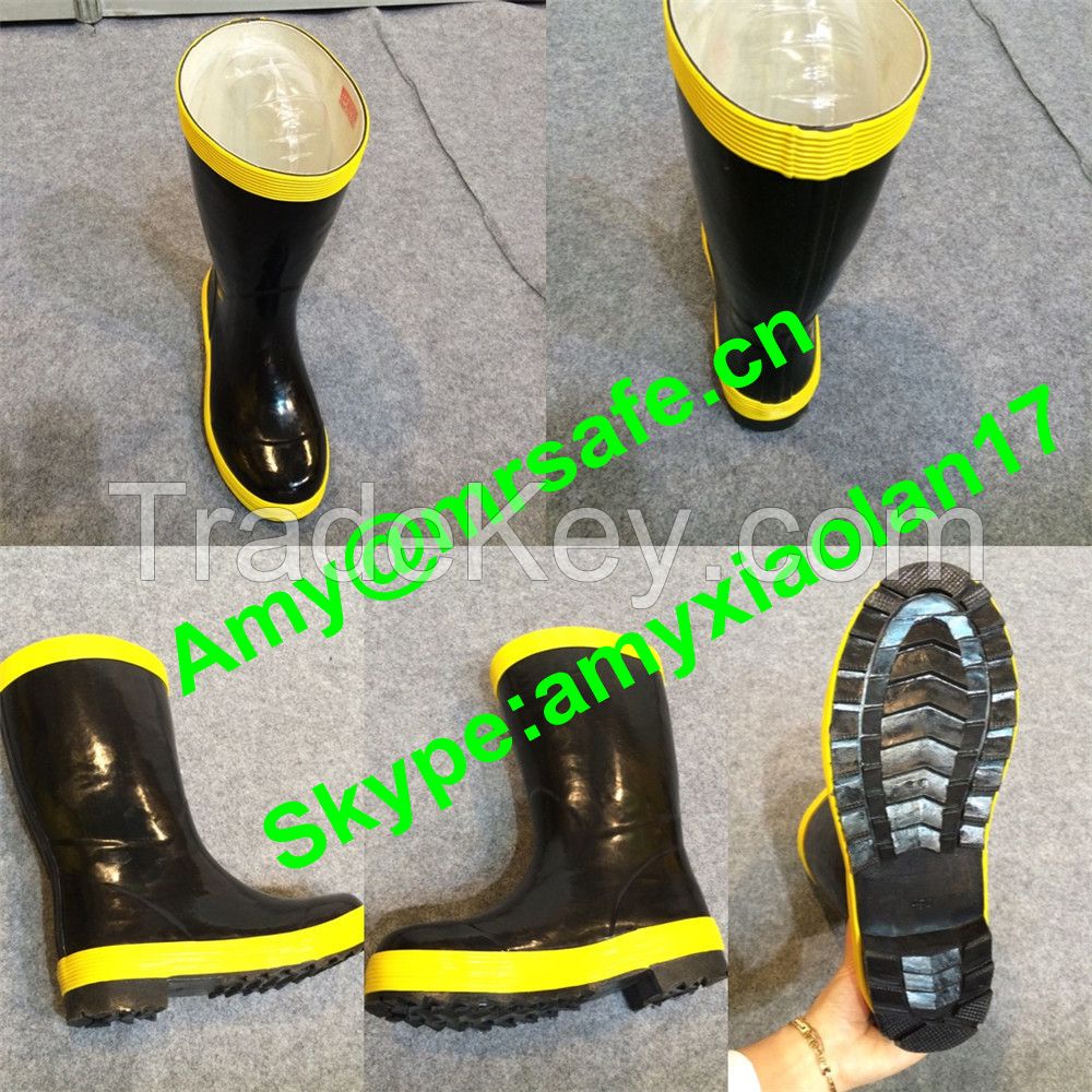 fireman fireproof boots, structural firefighting duty boots with fire resistant rubber for fire fighting protection