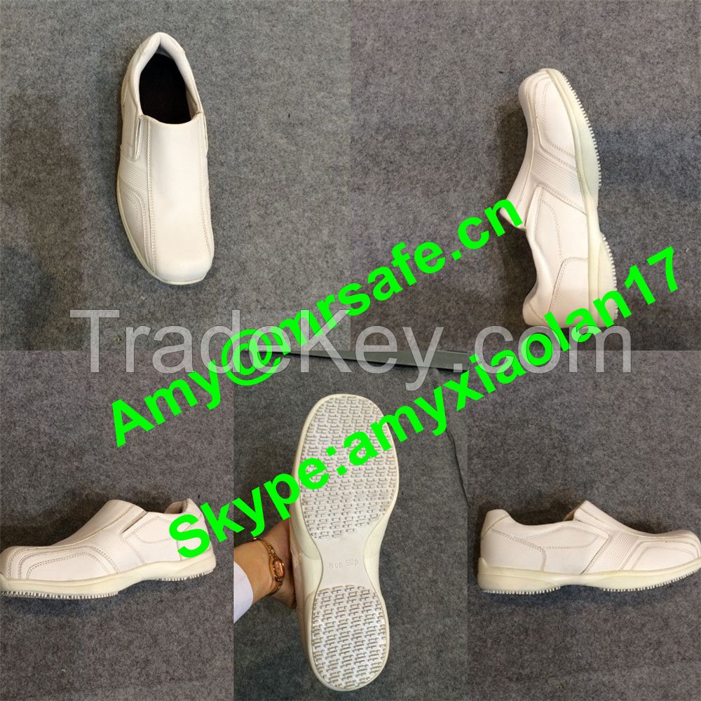 Kitchen anti slip safety shoes with black and white color for option