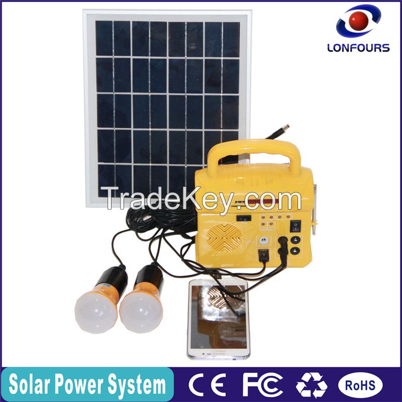 Portable cheap solar with FM radio, mobile charger solar system for home