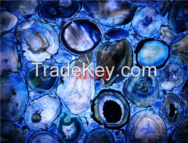 Blue glass gemstone board agate slab