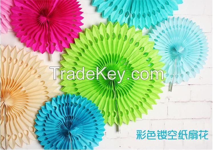 Offset Paper Hanging Fan for Wedding Party Exhibition Decorations