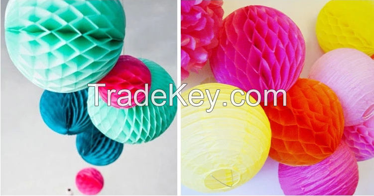 Handmade Birthday Party Favors Tissue Paper Honey comb Flower Balls for Decorations