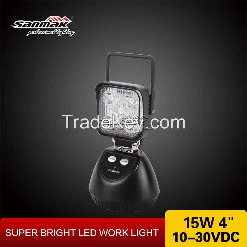 Sanmak Hotsale Handle Work Light 15w Portable Light Car Parts Accessories Rechargeable Cordless LED Work Light with Magnetic