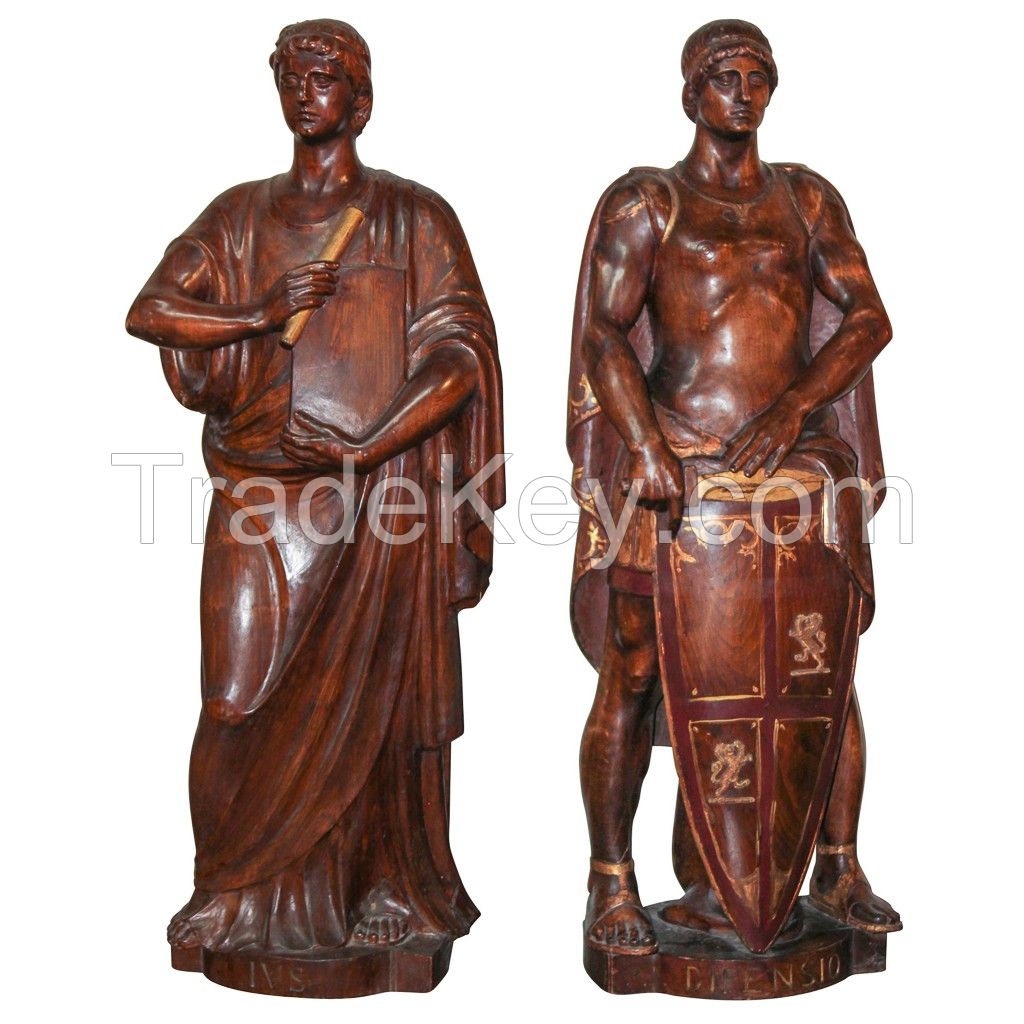Pair of Carved Walnut Figures