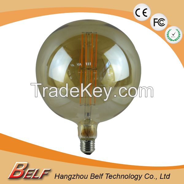 2016 hot sale e27 e26 b22 dimmable golden glass amber glass G80 LED filament bulb/star collection led bulbs 8w