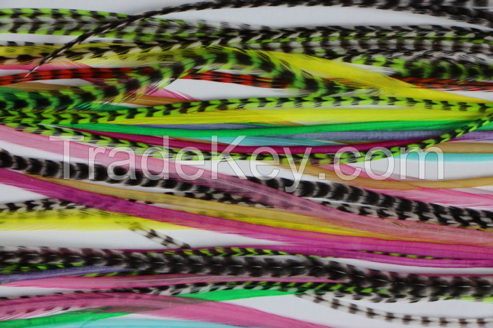 Grizzly Colourful Rooster Feathers For hair Extension