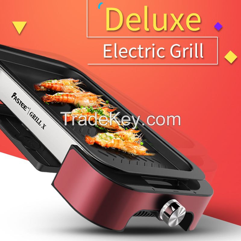 Electric Grill Pan with Non-stick Surface BBQ Griddle Indoor and Outdoor with Top Quality