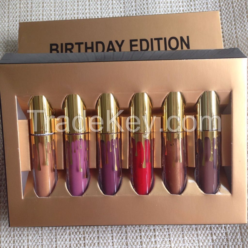 2016 Hot Kylie Jenner lipstick kylie Mini lip gloss kylie metal glod Leo Kit Lip Birthday Limited Edition Gold