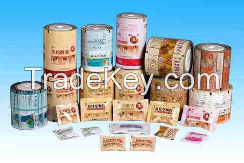 Wholesale flexible plastic PET/BOPP/PE laminated food packaging printed roll film for coffee tea etc