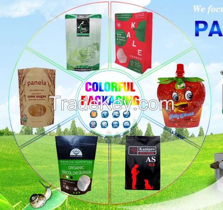 Custom aluminum foil packaging bags stand up plastic LOGO print bag packaging pouch with ziplock bag