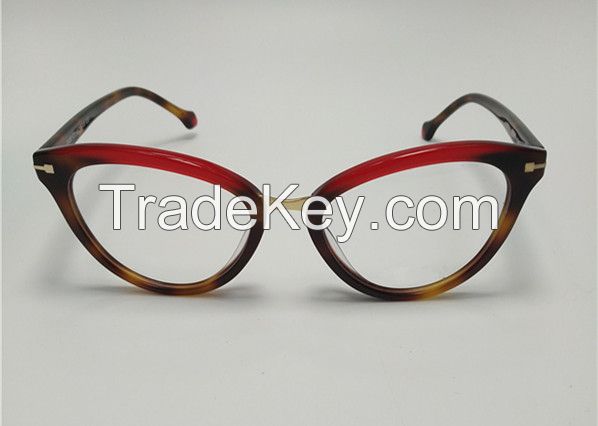 Women Italy European Cat Style Optical frames eyeglasses Acetate Metal Red