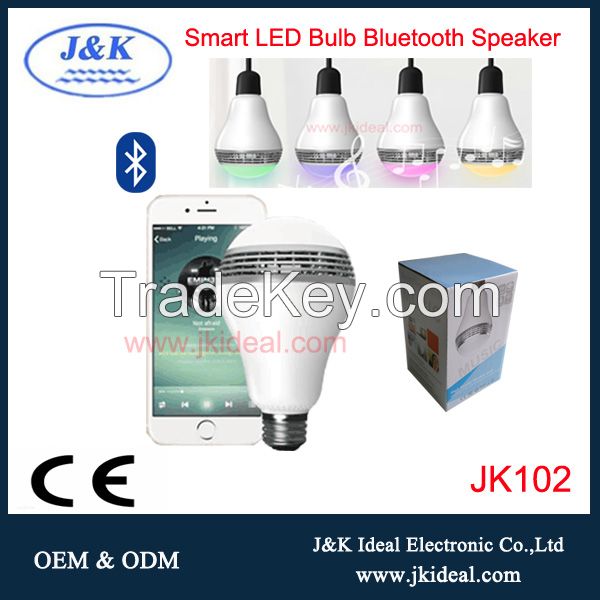 Smart wireless Bluetooth RGB colorful music e27 led light bulb lamp speaker app control