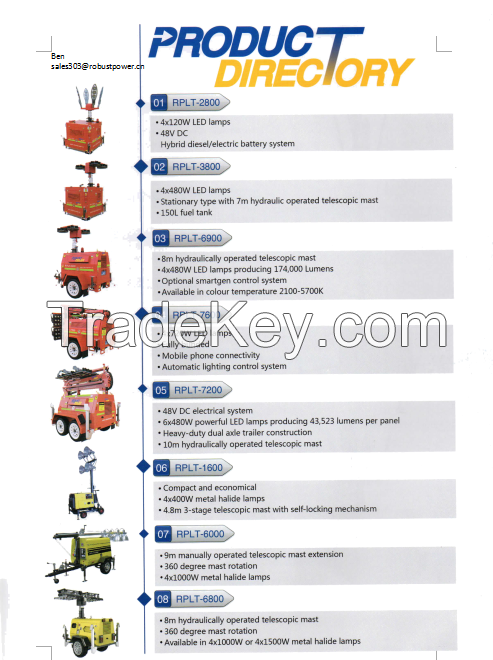 LED/MHL/solar mobile lighting tower vehicle emergency diesel genset