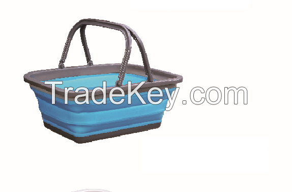 square collapsible portable camping bucket with handle
