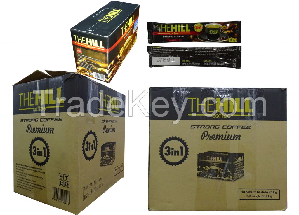 THE HILL STRONG INSTANT COFFEE BOX 288G (3 IN 1) - VIETNAM INSTANT COFFEE MIX