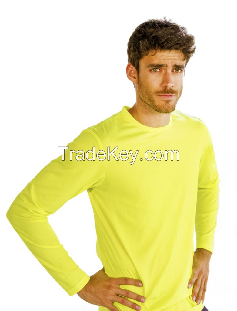 Chic Neon Yellow Full-Sleeve Fitness T-shirt for Men