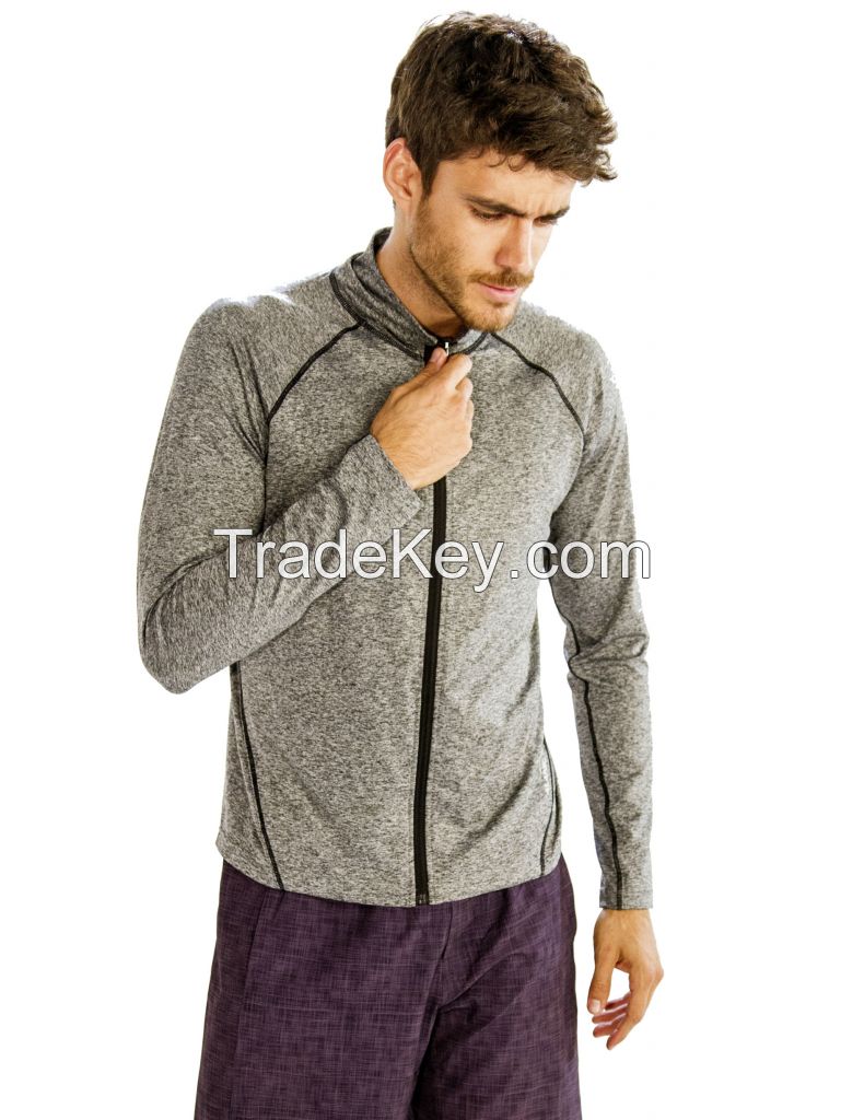 Regular Sweat-Wicking Plain Grey Running Jacket for Men